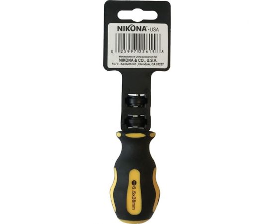 Отвертка NIKONA плоская шлицевая, Cr-V, SL 6,5x45 мм, шестигранная 22-615 – изображение 2