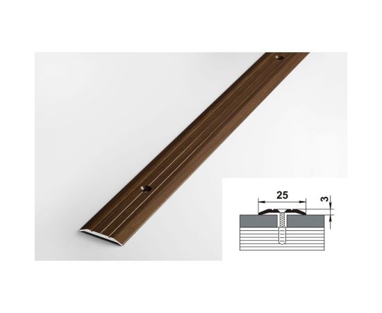 Порог прямой алюминиевый декоративный (25 мм, 1,35 м, Венге) ЛУКА 00000002207 – изображение 2