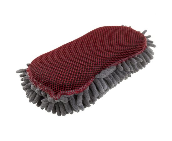 Губка SKYWAY микрофибра 23х11х5,5 см, шиншилла с сеткой скрапер, двусторонняя S00902006 – изображение 3