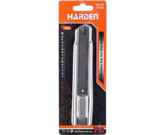 Нож HARDEN открытый Глосс, 18 мм, выдвижное лезвие, цельномет. корпус 570302 – изображение 4