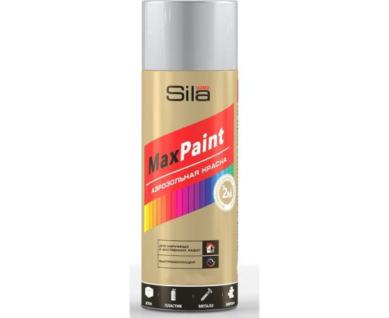 Аэрозольная эмаль Sila home max paint с металлическим эффектом, хром металлик, 520 мл 00-00004749 SILP006 