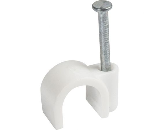 Пластиковая круглая скоба с гвоздем REXANT 9 мм, белая, 20 шт. 07-4009-20 