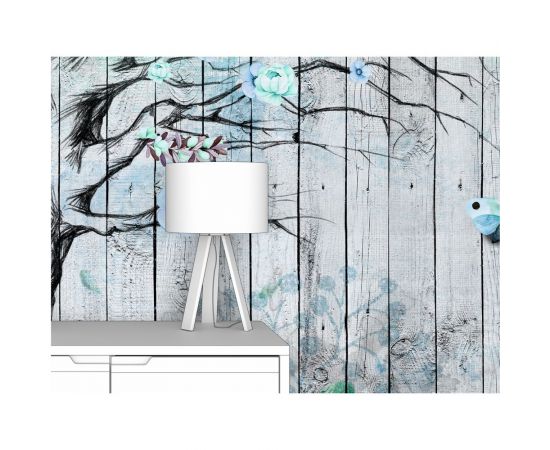 Фотообои ООО Первое ателье лофт ""Рисунок на заборе-Дерево с нежными голубыми цветами"", 300x250 см pw93991-3 – изображение 2