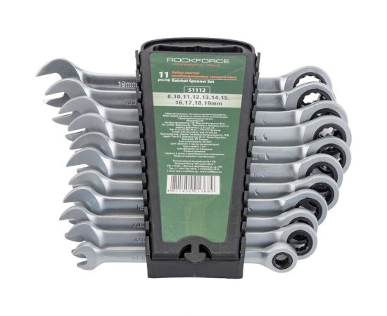 Набор ключей комбинированных трещоточных ROCKFORCE 8-19мм RF-51112 – изображение 2
