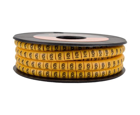 Кабельный маркер NIKOMAX, цифра ""6"", желтый, 500шт. NMC-CMR-6-YL-500 – изображение 2