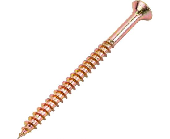 Желтый саморез с потайной головкой GSMETZ 5x70 мм, универсальный, оцинкованный, 1 кг, 172 шт., pz2 1035070-1 – изображение 2