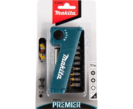 Набор насадок Impact Premier (11 шт.; 25 мм; C-form; PH, PZ, T; магнитный держатель) Makita E-03567 – изображение 3