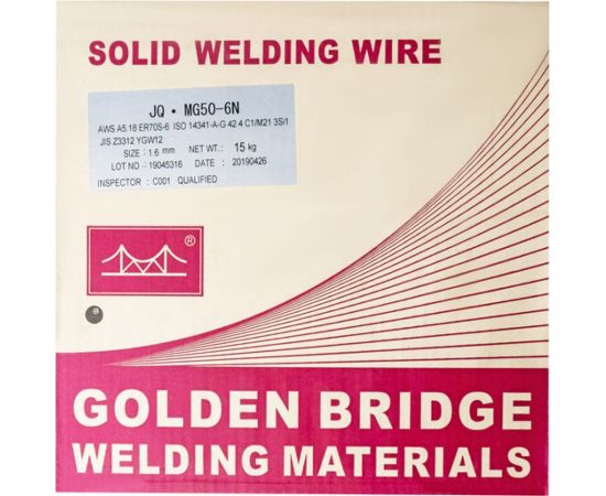 Проволока сварочная полированная JQ.MG50-6 N/ER70S-6 1.6 мм, 15 кг GOLDEN BRIDGE 143 – изображение 3
