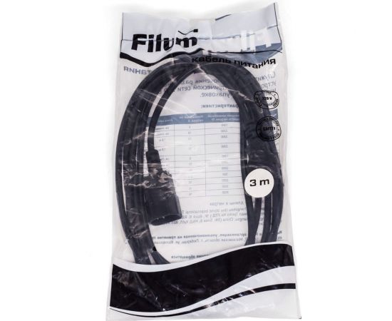 Кабель питания Filum с13-c14, 3x0.5мм?, 220в, 6a, чёрный, 3м FL-PC6-C13-C14-3M – изображение 3