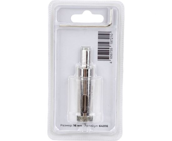 Коронка алмазная с направляющим сверлом по стеклу и керамической плитке 16 мм РЕЗОЛЮКС 64016 – изображение 3