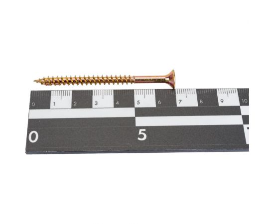 Желтый саморез с потайной головкой GSMETZ 5x70 мм, универсальный, оцинкованный, 1 кг, 172 шт., pz2 1035070-1 – изображение 4