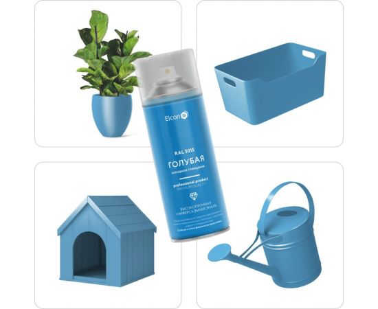 Универсальная алкидная эмаль Elcon ral 5015, голубая, глянцевая, аэрозоль, 520 мл 00-00463215 – изображение 6