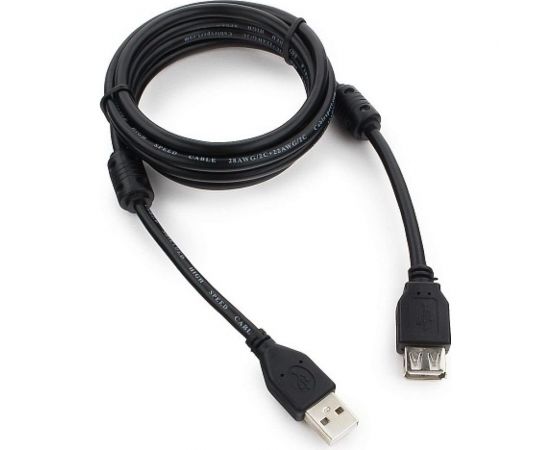 Кабель Cablexpert, удлинитель, USB2.0 Pro, AM/AF, 1.8м, экранированный, черный, CCF2-USB2-AMAF-6 