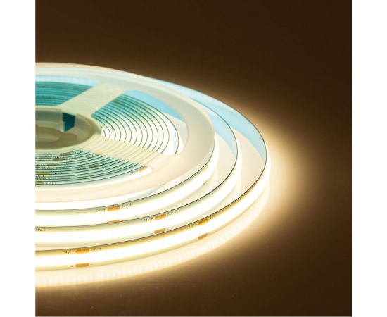 Светодиодная лента MAKSILED cob 24В, 480д/м, 10Вт/м, ip20, 850Лм/м, 3000k, теплый белый, 5м ML-R480-COB-WW-S 