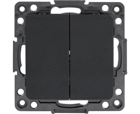 Механизм 2-клавишного выключателя EKF Стокгольм 10А в/к черный EZV10-023-20 