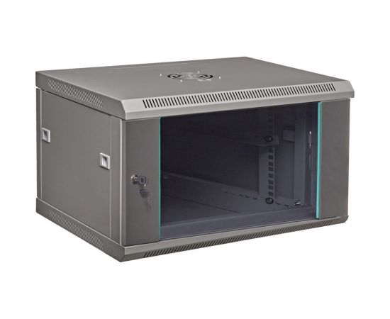 Телекоммуникационный настенный серверный шкаф W&T 19 дюймов 6U 600x450мм серый C066045GWTWOF 