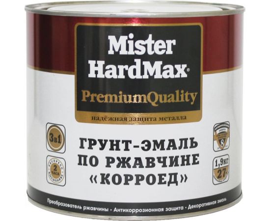 Грунт-эмаль по ржавчине HardMax Корроед RAL 7040 оконный серый, банка 1.9 кг, 1 шт. 4690417071739 