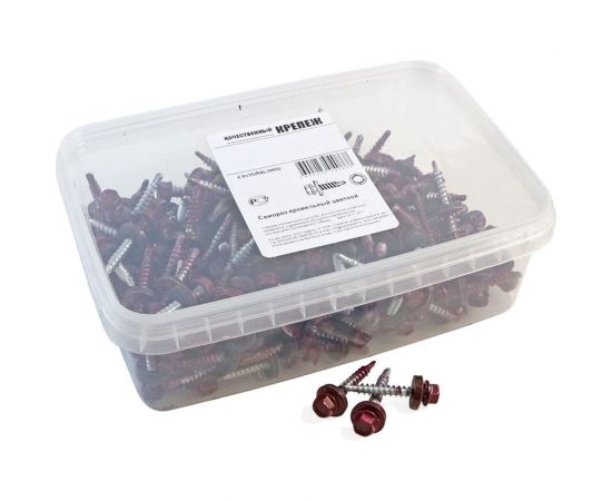 Кровельный саморез Качественный КРЕПЕЖ красное вино RAL 3005, 4.8х35 мм, 140 шт 0500129 КЧ 