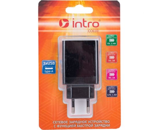 Сетевая зарядка Intro USB, Quick Charge, 3 USB Б0035556 – изображение 2