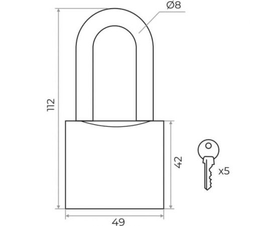 Навесной замок Marlok вс-1 2.50l мм, пп, 5 ключей, (blister) 035817 – изображение 2