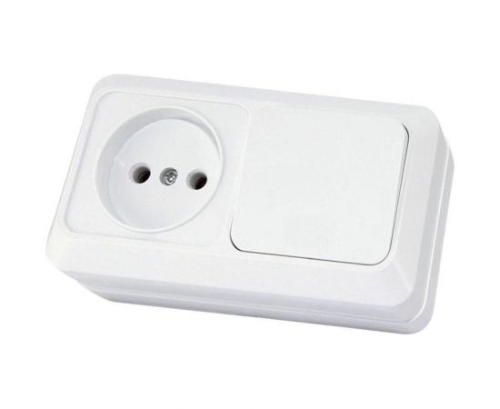 Комбинированный блок TDM выключатель 1-клавишный 10А + розетка 2П+З 16А 250В БКВР IP20 белый Ладога SQ1801-0101 – изображение 2