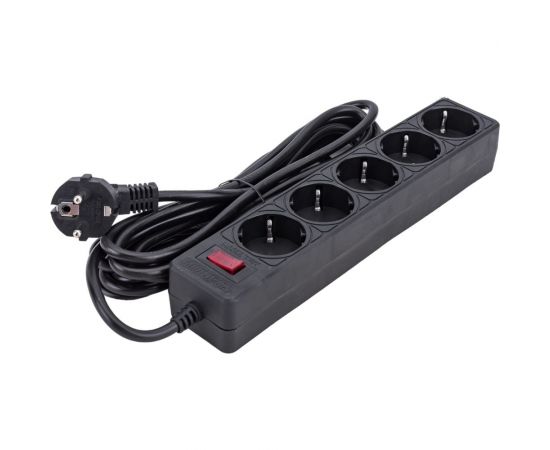 Сетевой фильтр Smartbuy 10А, 2200 Вт, 5 гнезд, без з/ш, земля, ПВС 3x0,75, 5 м, черный SBSP-50-K – изображение 2