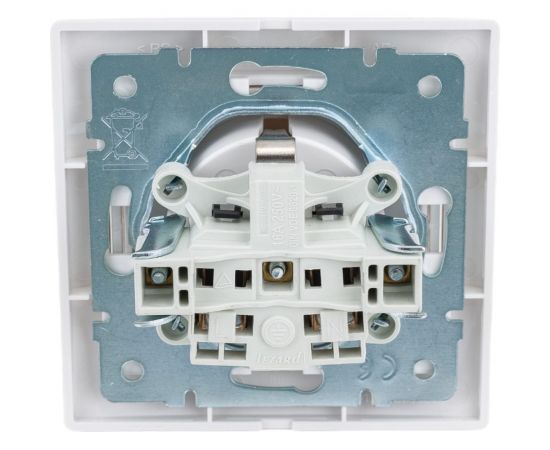 Розетка Lezard MIRA с/з с крышкой бакалит белый с белой вставкой 701-0202-123B – изображение 2