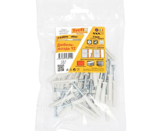 Дюбель-гвоздь Tecfi YZ потайн. 6x40, 40 шт. 147501 – изображение 3