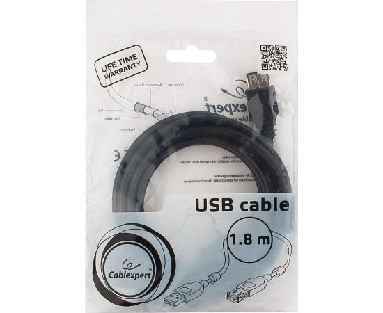 Кабель Cablexpert, удлинитель, USB2.0 Pro, AM/AF, 1.8м, экранированный, черный, CCF2-USB2-AMAF-6 – изображение 3