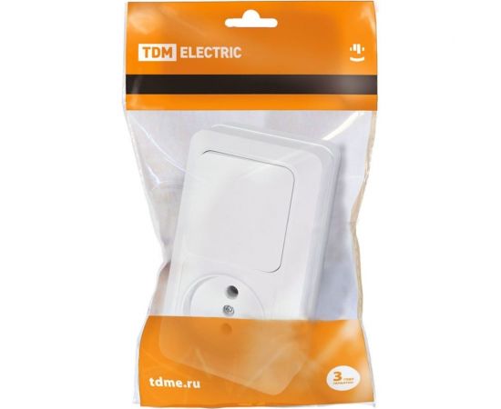 Комбинированный блок TDM выключатель 1-клавишный 10А + розетка 2П+З 16А 250В БКВР IP20 белый Ладога SQ1801-0101 – изображение 3