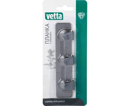 Планка с 3 крючками VETTA самоклеящаяся, 2.5x12 см, нержавеющая сталь 430 440-368 – изображение 4