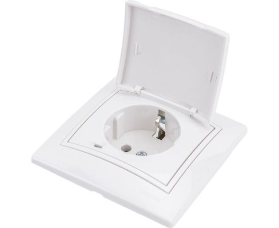 Розетка Lezard MIRA с/з с крышкой бакалит белый с белой вставкой 701-0202-123B – изображение 4