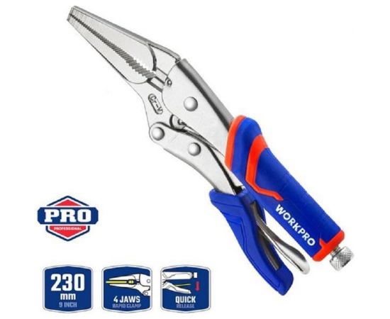 Зажимные клещи WORKPRO 165 мм, 6-1/2 дюймов, CR-V, с удлиненным захватом WP231075 – изображение 4