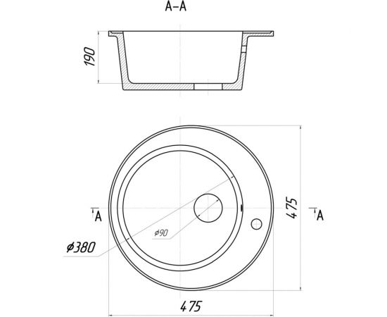 Кухонная мойка Gerhans A 05 24 ГРАФИТ /БЕЛАРУСЬ/ 475х475 мм А05-24 – изображение 5