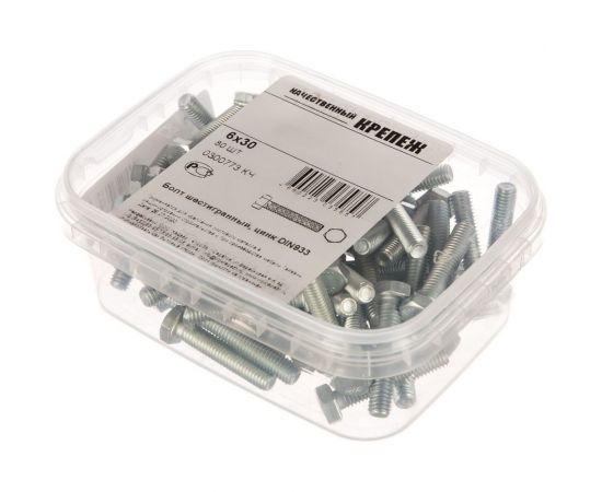 Болт с ш\г Качественный КРЕПЕЖ полная резьба DIN 933 558 6x30 80 шт 0300773 КЧ – изображение 5