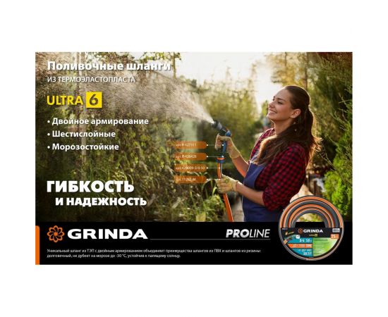 Поливочный шестислойный шланг Grinda Proline ultra 6 3/4"", 25 м, 25 атм, двойное армирование 429009-3/4-25 – изображение 10