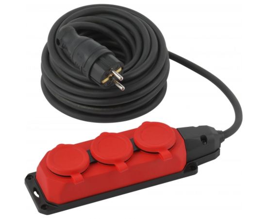 Силовой удлинитель ЭРА UK3e3x1,510mIP44(KG) с заземлением, 3 розетки, каучук, 10м, КГ 3x1,5мм2 IP44 Б0057580 