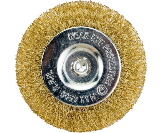 Щетка для дрели плоская, мягкая/латунированная проволока 75 мм TOOLAS 00002811 