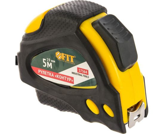 Рулетка-контур с автостопором и прорезиненным корпусом, 5 мx19 мм FIT IT 17364 