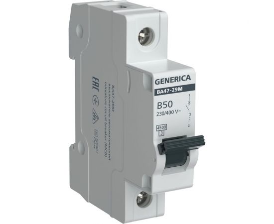 Автоматический выключатель GENERICA ВА47-29М 1p 50а 4,5кА b MVA21-1-050-B-G 
