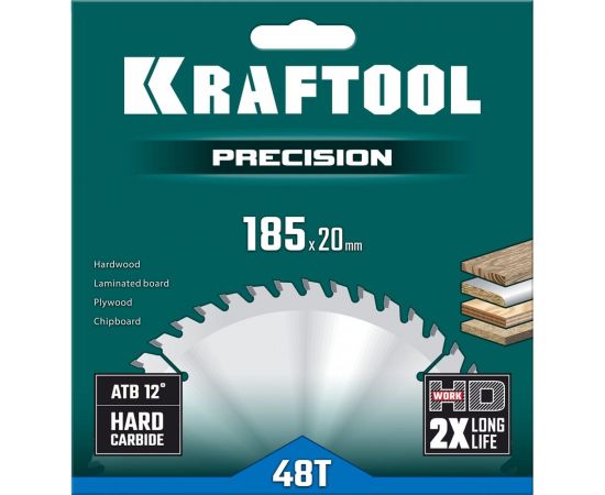 Пильный диск по дереву KRAFTOOL Precision 185x20 мм, 48т 36952-185-20 – изображение 2