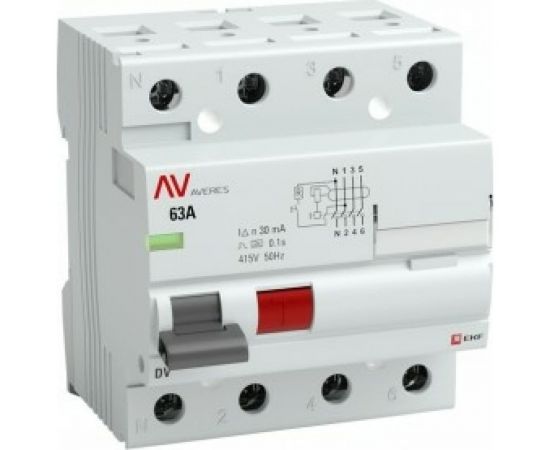Устройство защитного отключения EKF DV, 4P, 63А/300мА, AC, AVERES, SQ rccb-4-63-300-ac-av – изображение 2