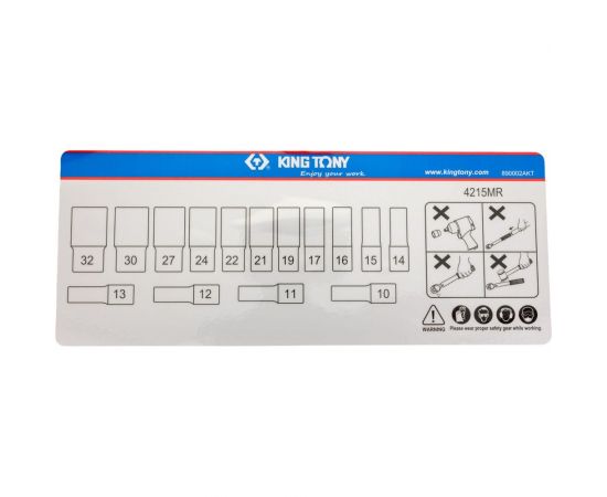 Набор глубоких двенадцатигранных торцевых головок 1/2"", 10-32мм, 15шт KING TONY 4215MR – изображение 2