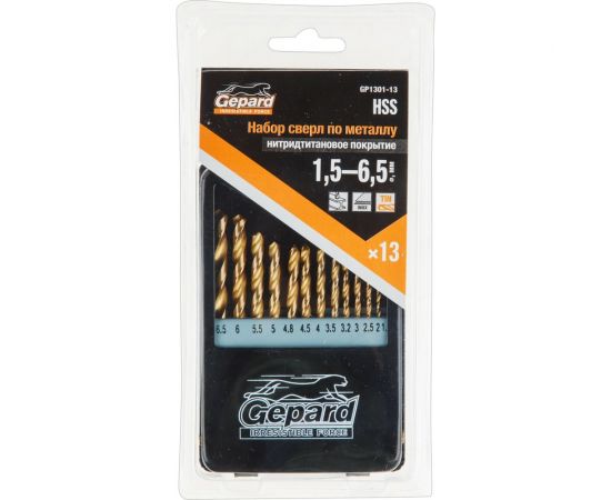 Набор сверл по металлу 13 шт, 1.5-6.5 мм Gepard GP1301-13 – изображение 2