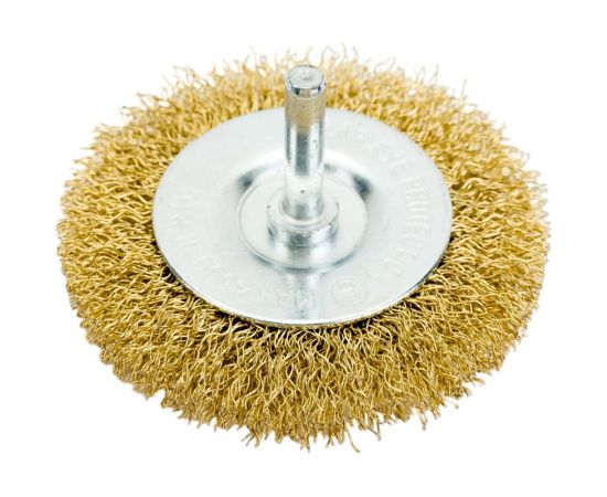 Щетка для дрели плоская, мягкая/латунированная проволока 75 мм TOOLAS 00002811 – изображение 2
