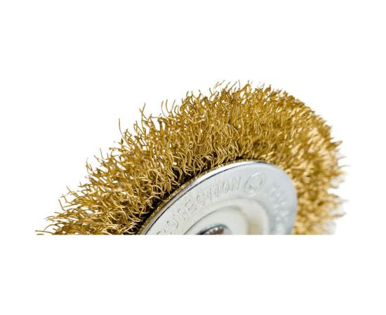 Щетка для дрели плоская, мягкая/латунированная проволока 75 мм TOOLAS 00002811 – изображение 3