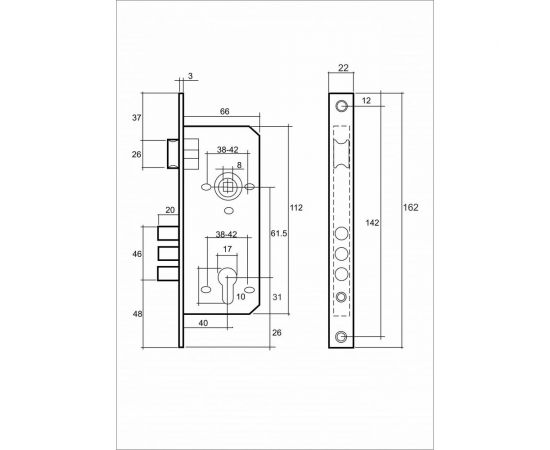 Врезной замок под евроцилиндр VETTORE 9011 SR-3R CP, хром 20309 – изображение 3