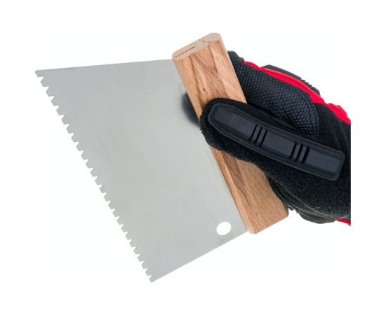 Шпатель ШАБАШКА для клея трапеция 180 мм в3 зуб 3,4x3,6x3,2 мм 0021-023 227615 – изображение 4