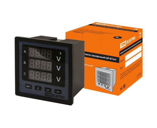 Цифровой вольтметр TDM ЦП-В72х3 0-320кВ-0.5-Р (трехфазный) SQ1102-0526 