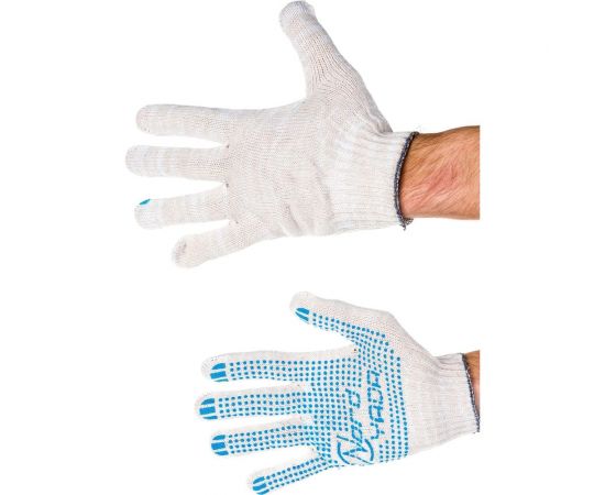 Перчатки Nord-Yada 10 класс вязки, 6 нитей, х/б с ПВХ, белые 903098 